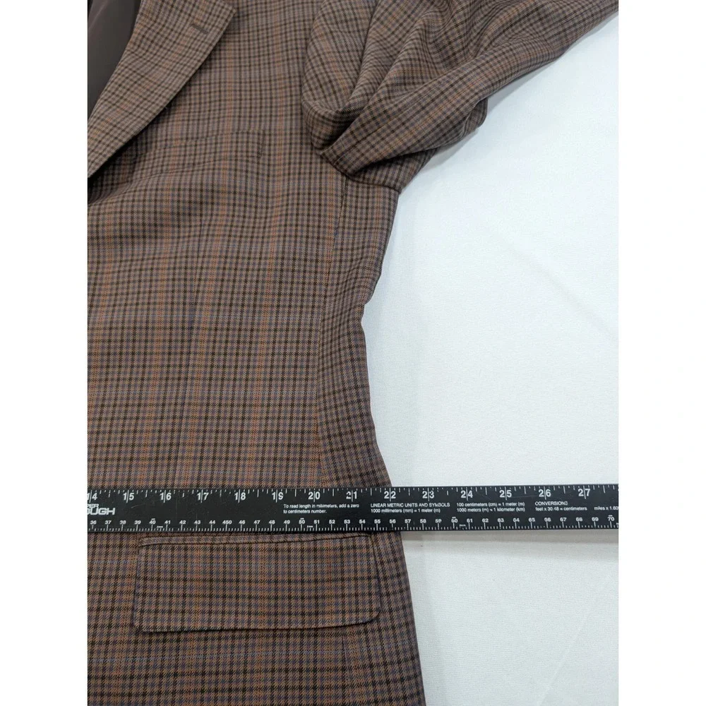 Harold Powell Blazer‎ Sport Suit Jacket Wool Cashmere Gingham Plaid 42L 46